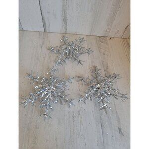 Large silver snowflake ornament Xmas set home decor